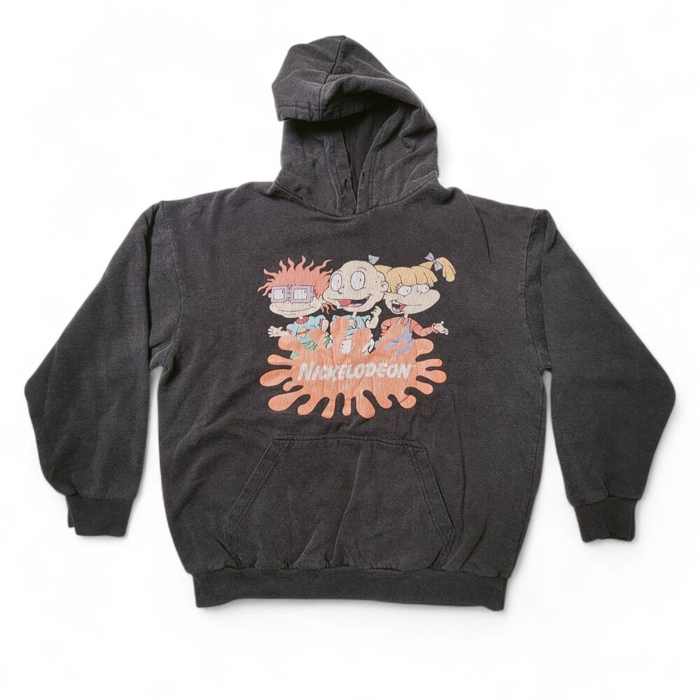 Nickelodeon Rugrats Hoodie Unisex Large Black Vintage Style 90s Cartoon Graphic